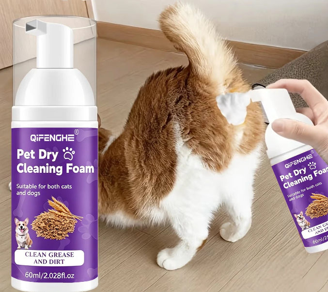 Shampooing à sec pour chiens et chats - Mousse sans eau, sans rinçage, désodorisant