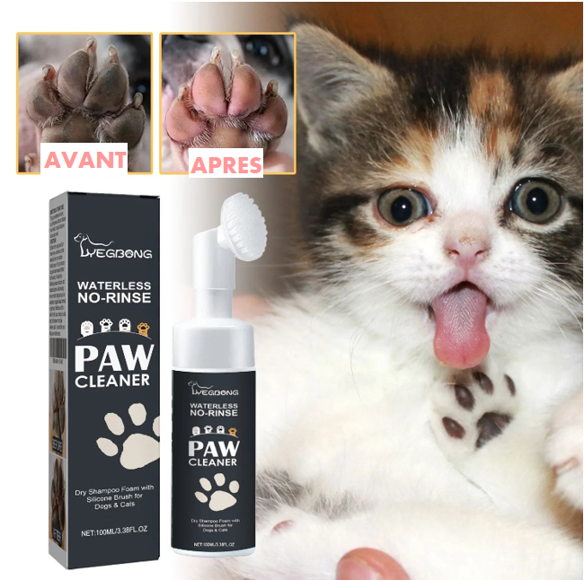 Nettoyant pour Pattes d'Animaux  sans eau avec brosse – au pH équilibré et pour peau sensible