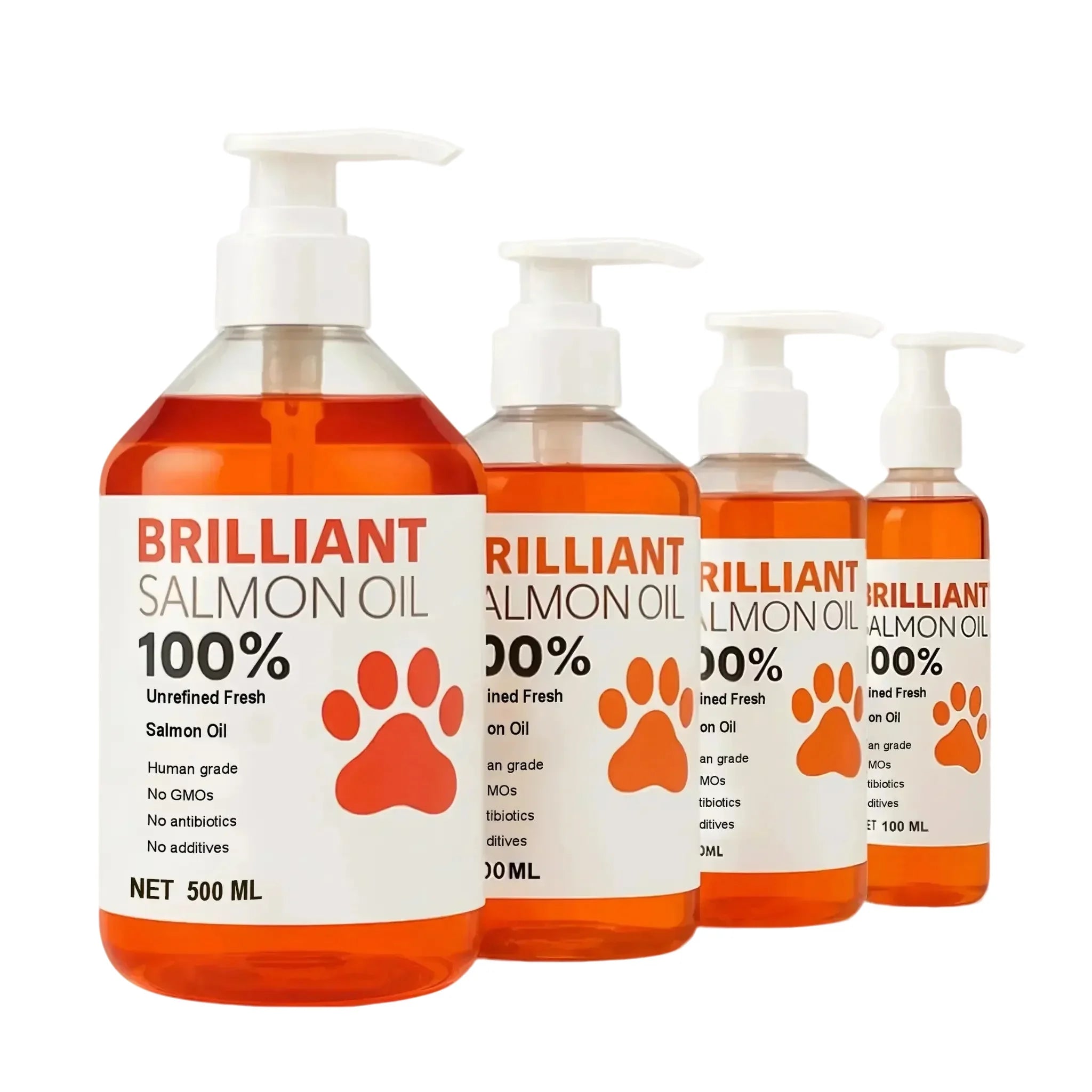 Huile de saumon de qualité humaine (500 ml, 300 ml, 200 ml 100 ml) pour chiens et chats
