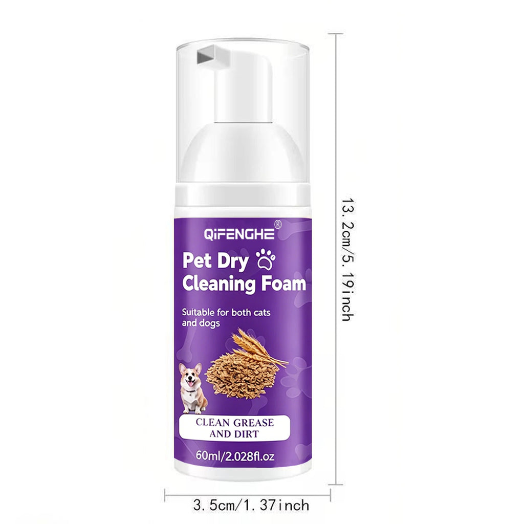 Shampooing à sec pour chiens et chats - Mousse sans eau, sans rinçage, désodorisant