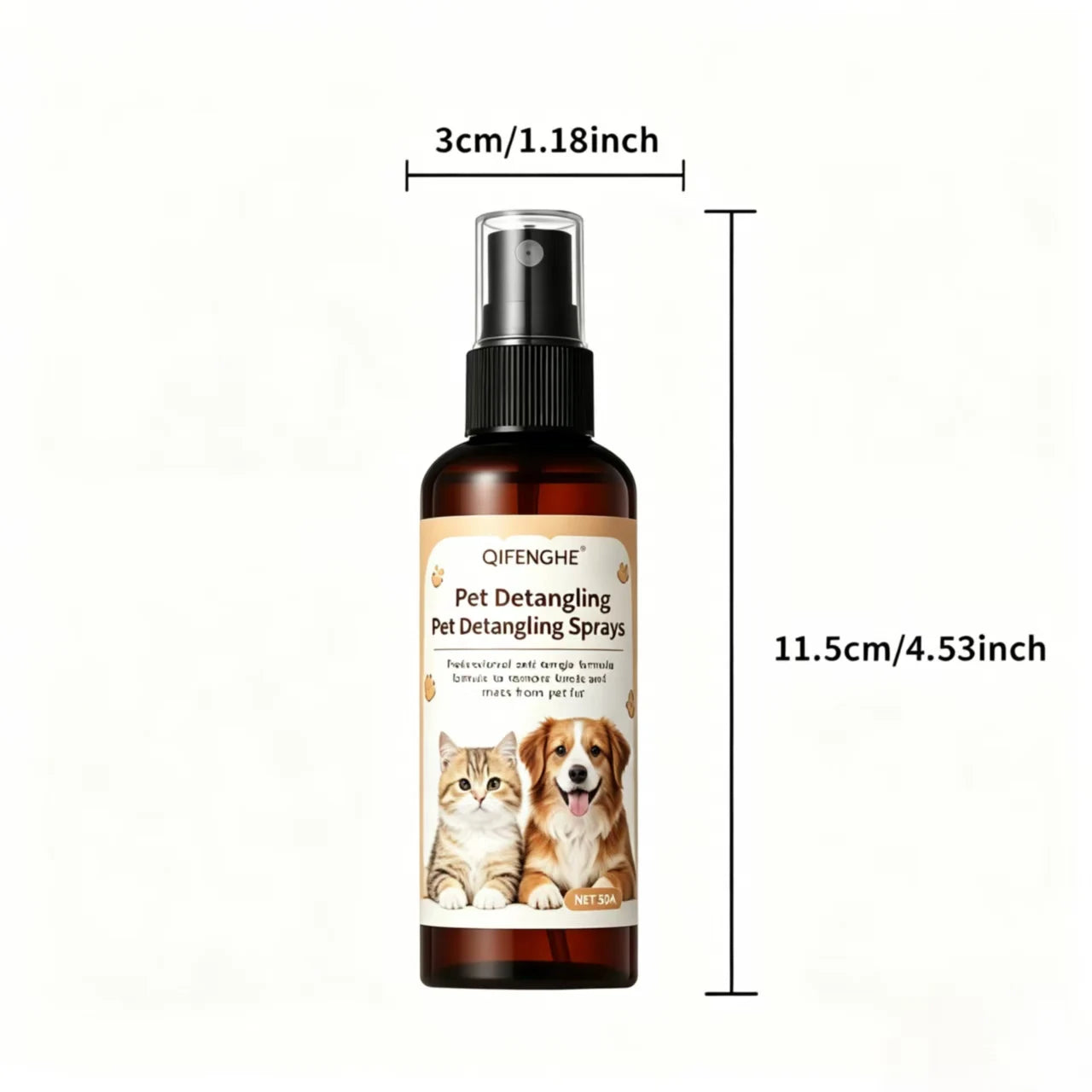 Spray shampoing professionnel démêlant sans rinçage pour animaux de compagnie