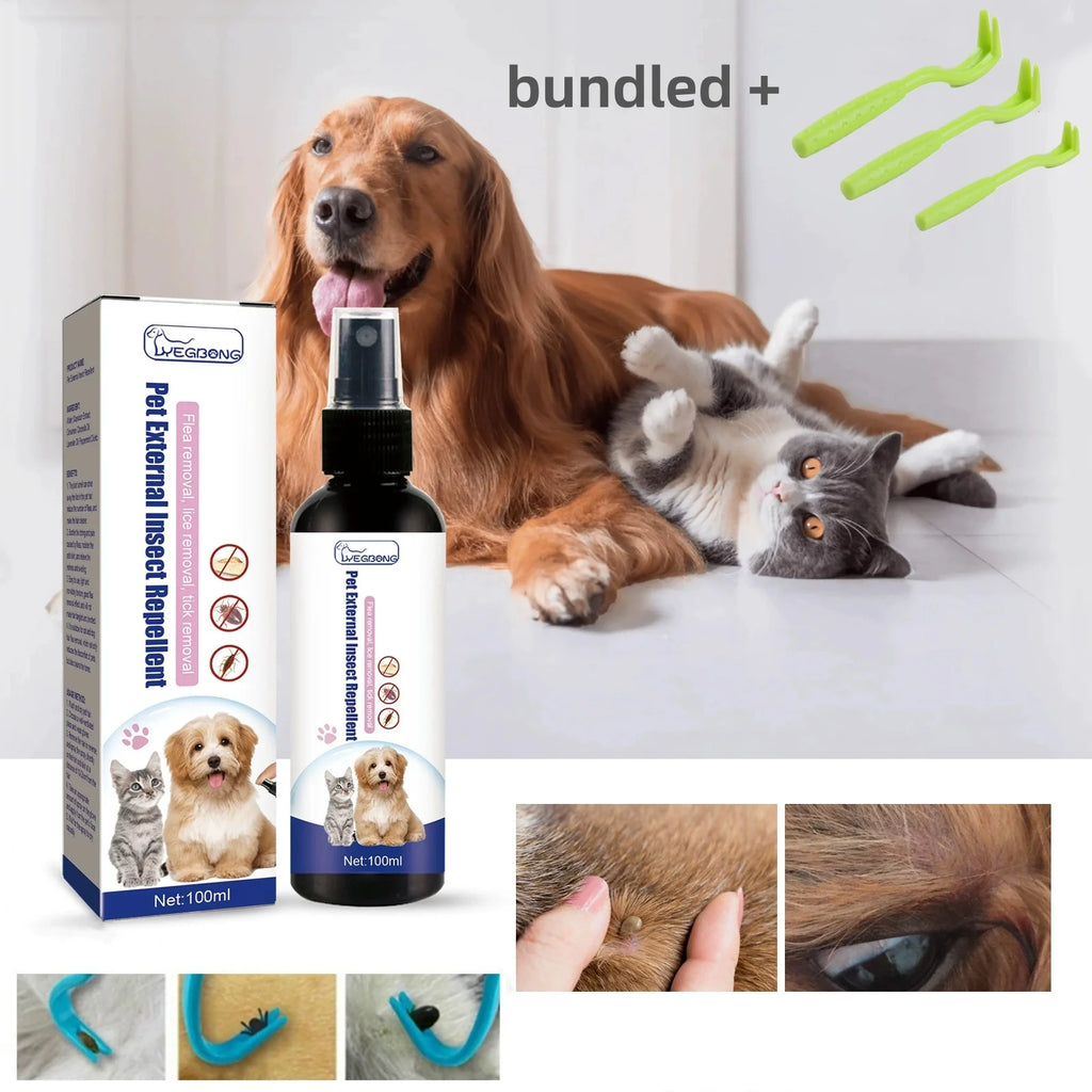 Spray répulsif anti-tiques et puces pour animaux de compagnie