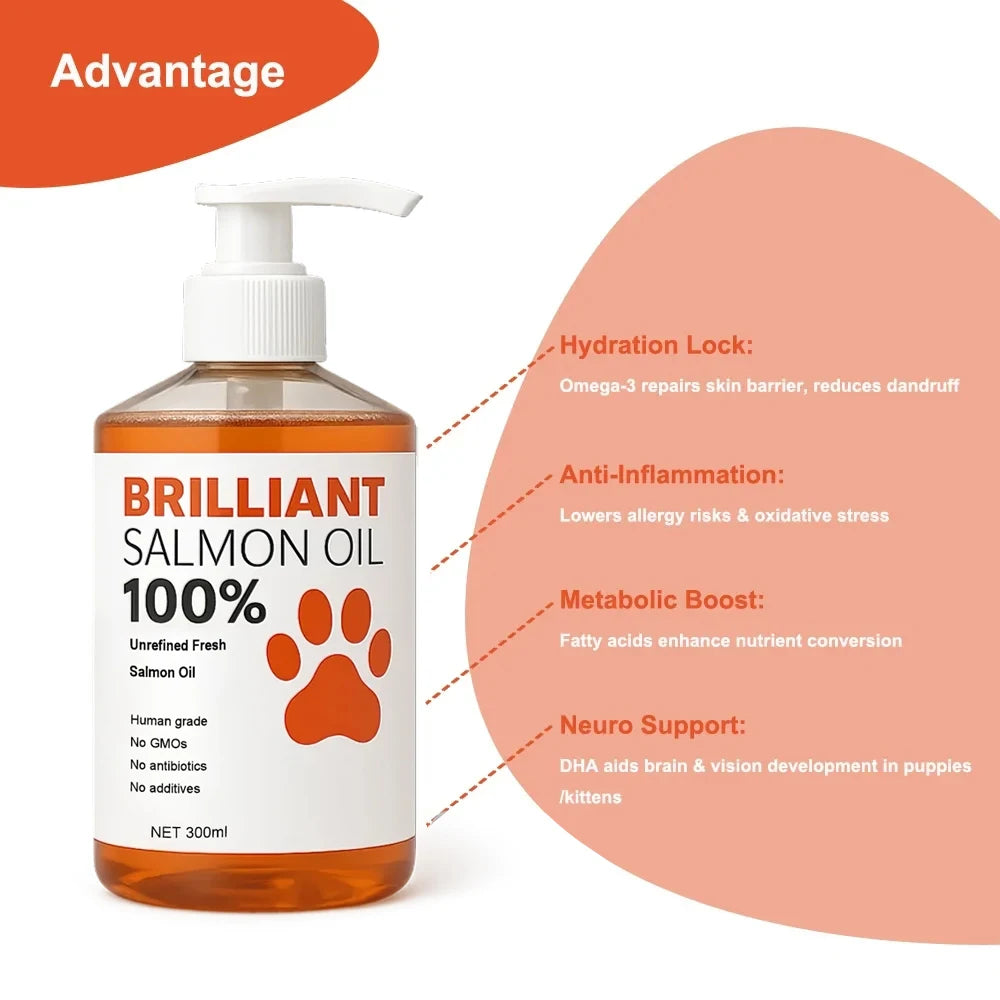 Huile de saumon de qualité humaine (500 ml, 300 ml, 200 ml 100 ml) pour chiens et chats