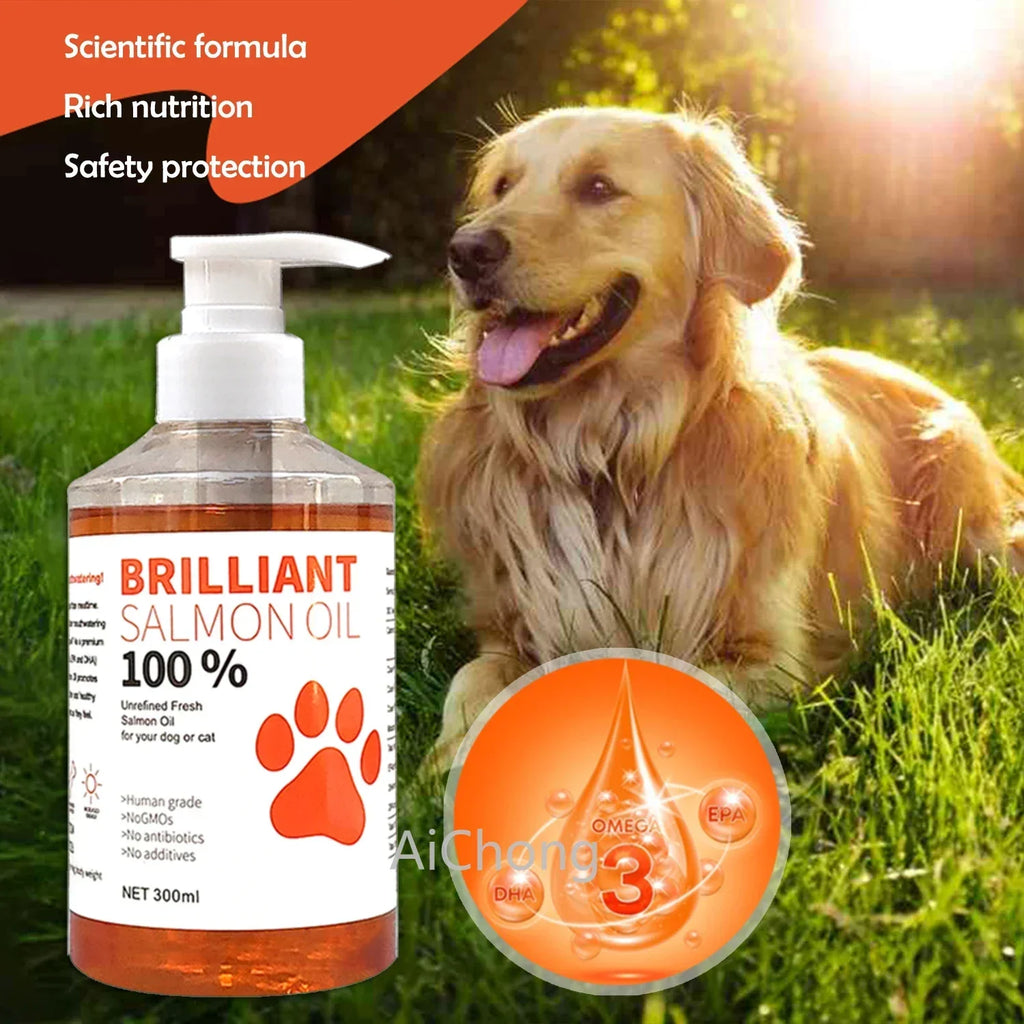 Huile de saumon de qualité humaine (500 ml, 300 ml, 200 ml 100 ml) pour chiens et chats