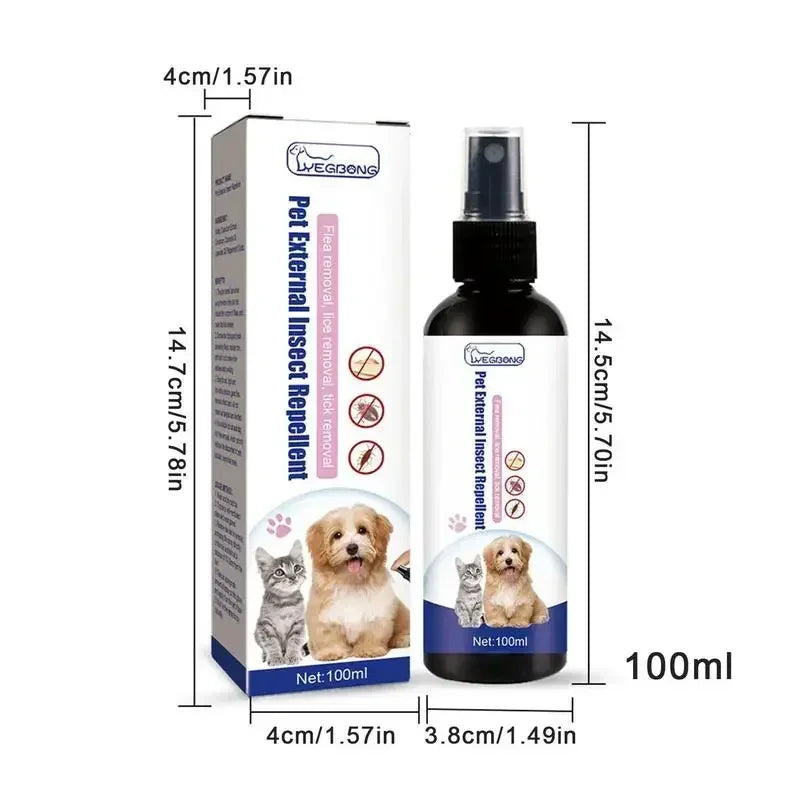 Spray répulsif anti-tiques et puces pour animaux de compagnie