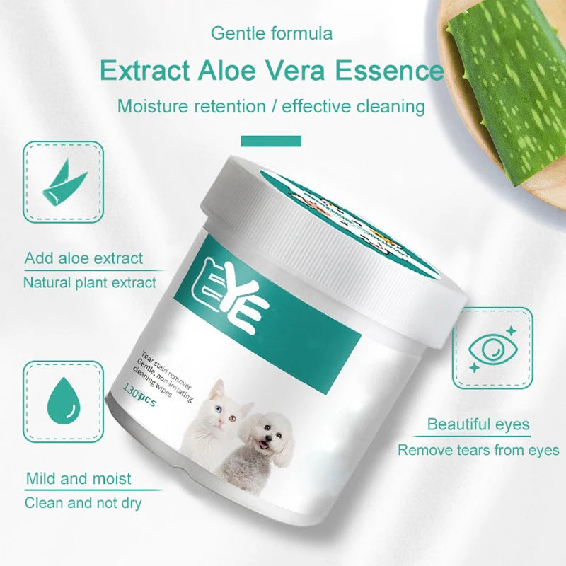 Lingettes humides nettoyantes pour les yeux pour animaux de compagnie