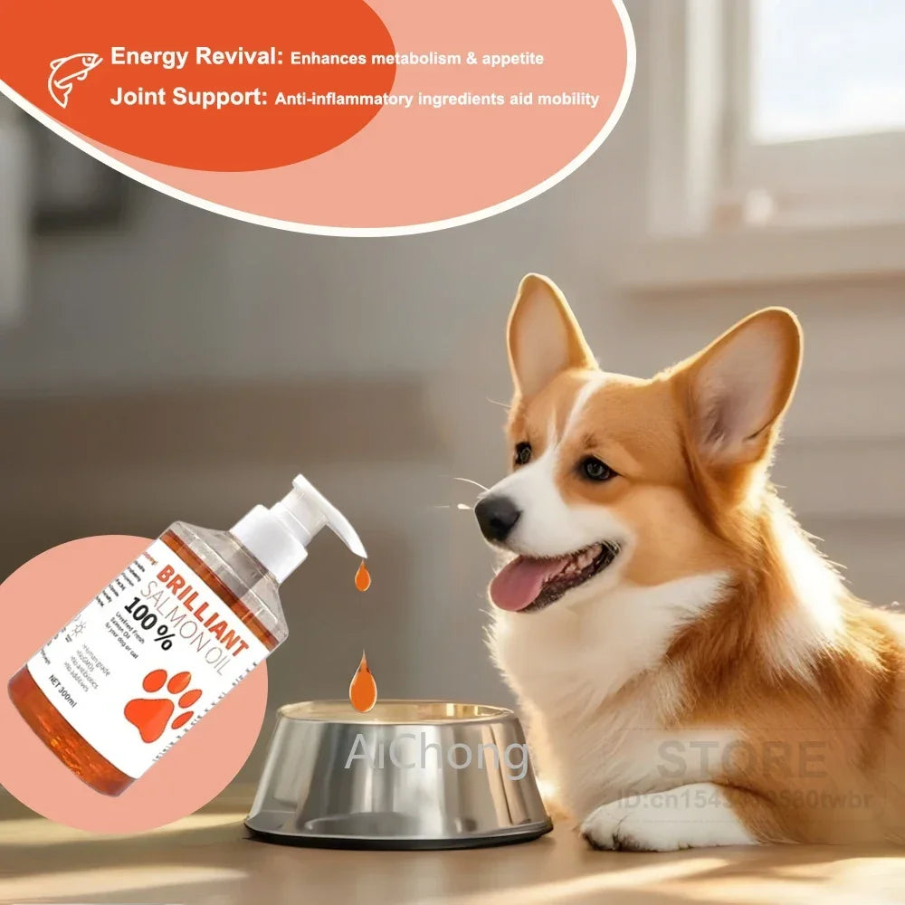 Huile de saumon de qualité humaine (500 ml, 300 ml, 200 ml 100 ml) pour chiens et chats