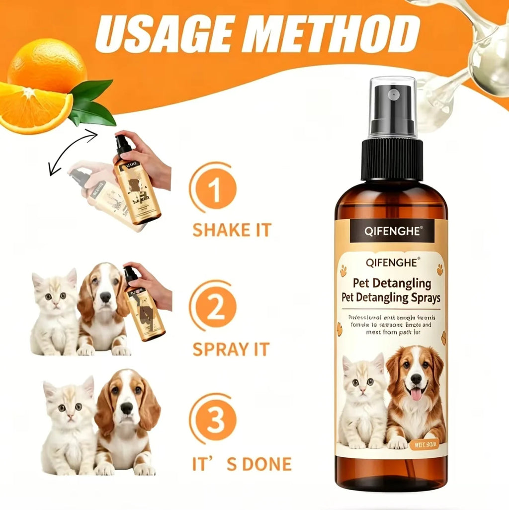 Spray shampoing professionnel démêlant sans rinçage pour animaux de compagnie