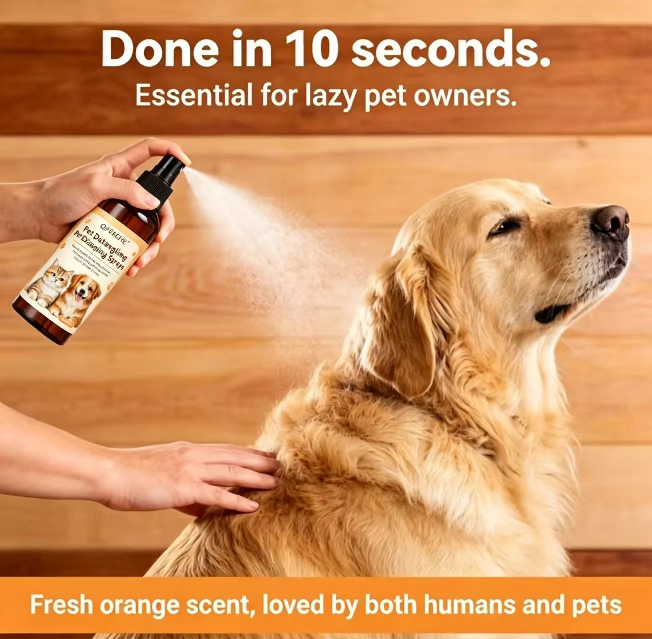 Spray shampoing professionnel démêlant sans rinçage pour animaux de compagnie