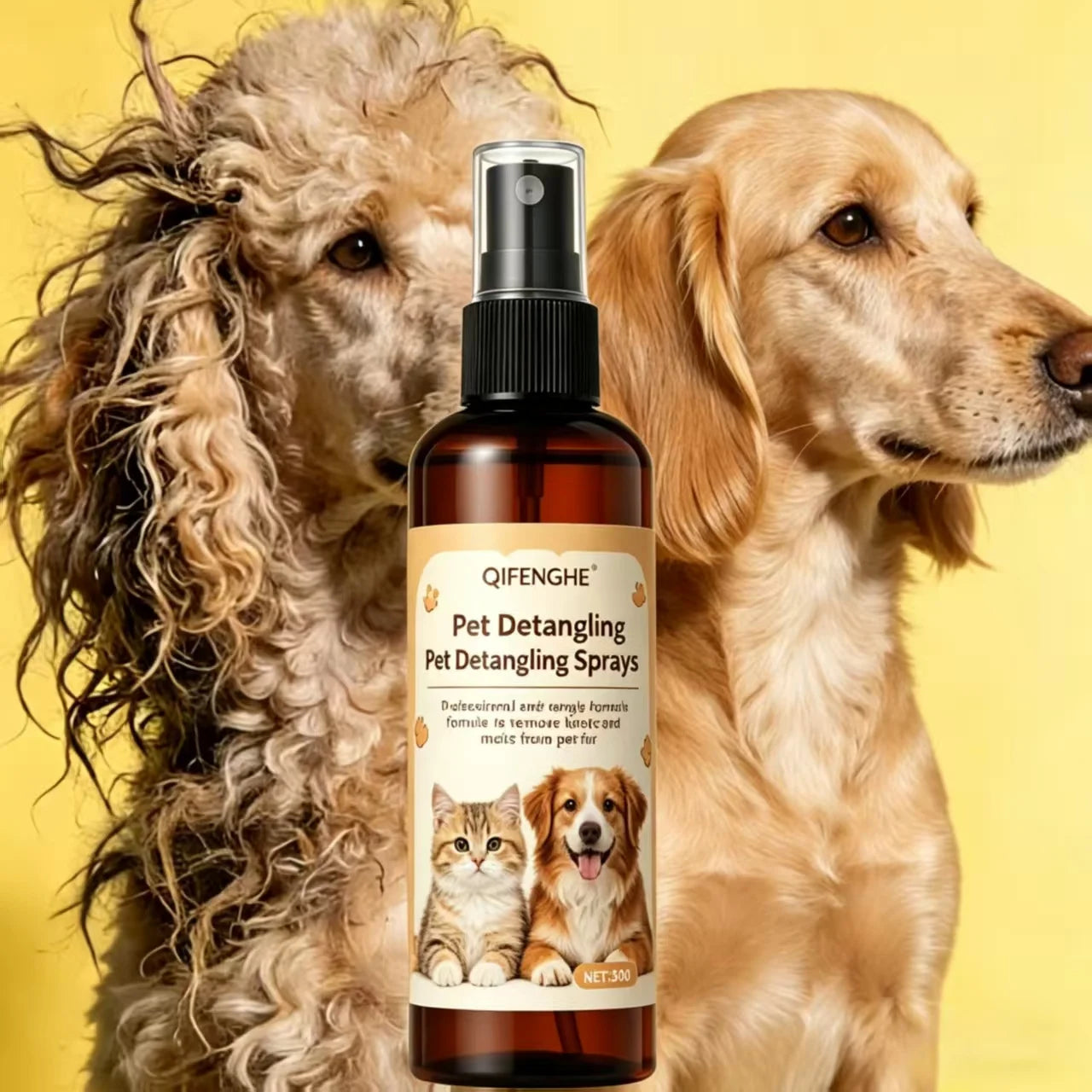 Spray shampoing professionnel démêlant sans rinçage pour animaux de compagnie