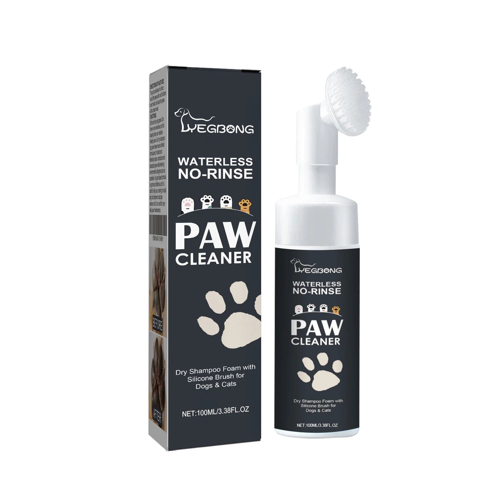 Nettoyant pour Pattes d'Animaux  sans eau avec brosse – au pH équilibré et pour peau sensible