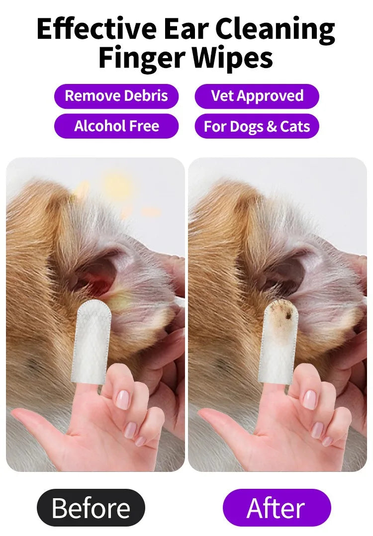 Lingettes de nettoyage et de soin des oreilles pour animaux de compagnie – élimination des acariens produits